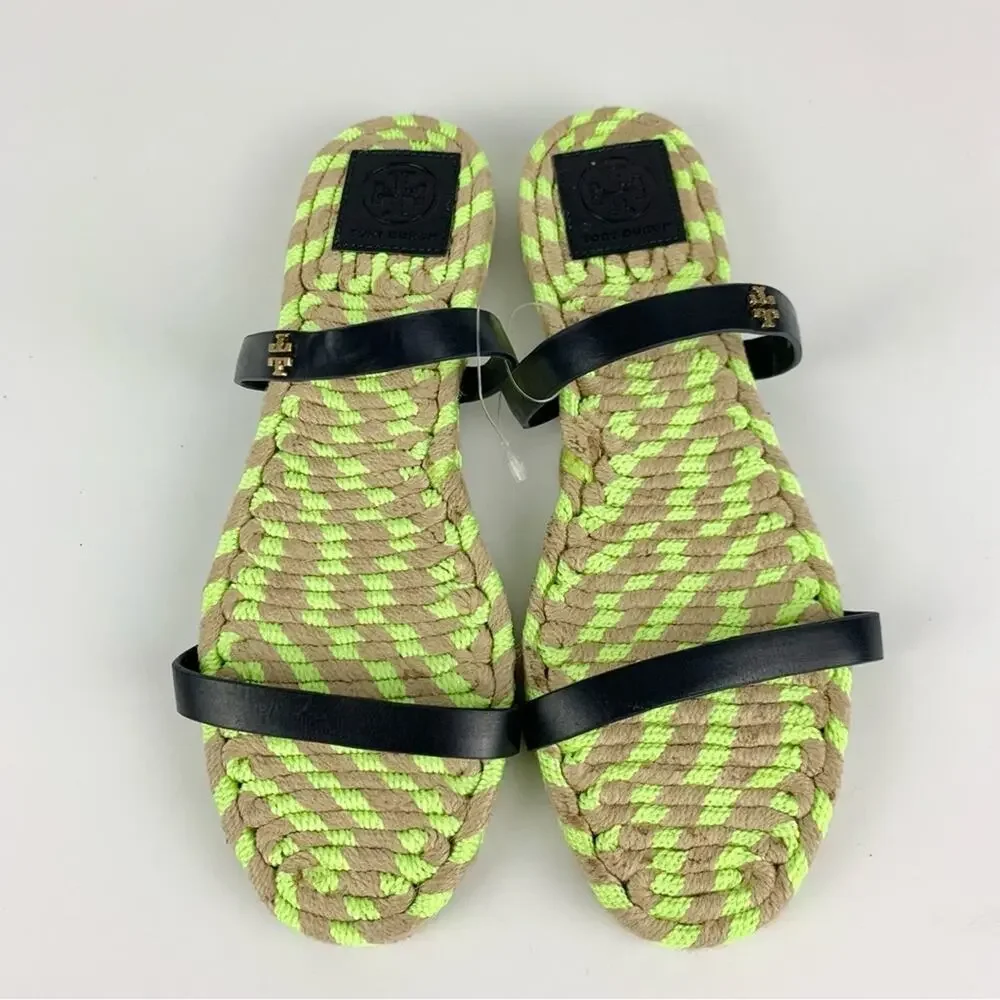 Tory Burch Two Band Flat Espadrille Slide Sandals 8.5 - Picture 5 of 14